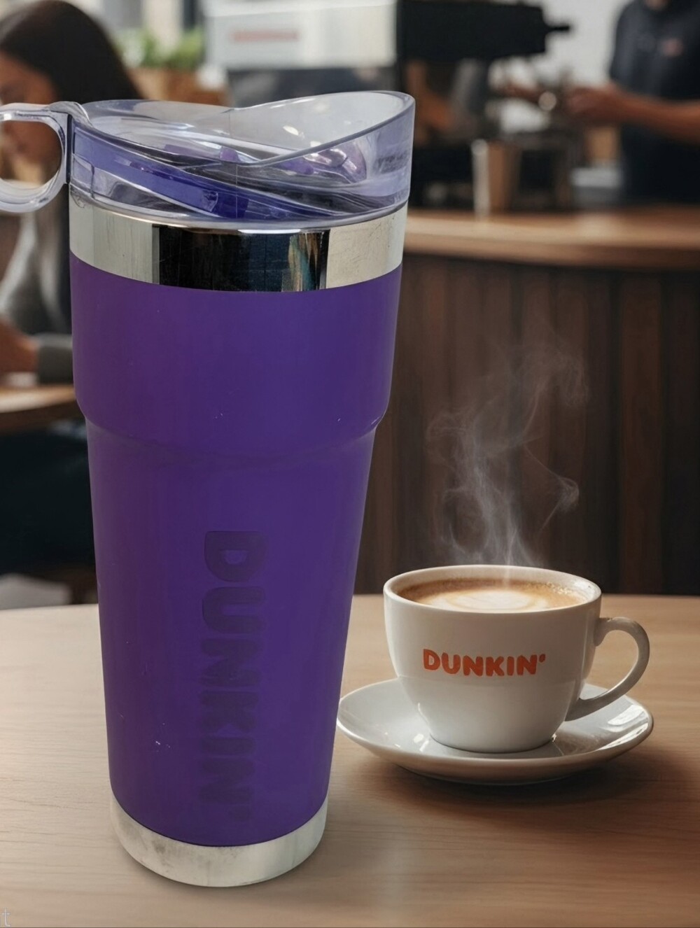 Dunkin' Donuts 24oz Purple Stainless Steel Tumbler.